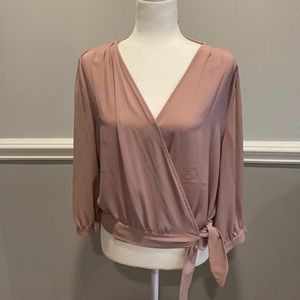 Mauve wrap front blouse